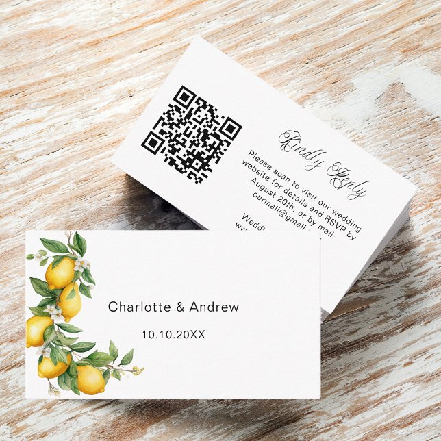 Carte D'accompagnement Site de réponse des mariages citrons QR RSVP (Créateur téléchargé)