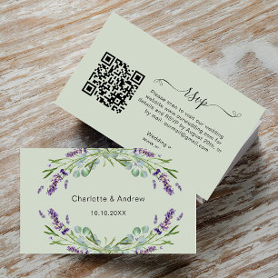 Carte D'accompagnement Site de réponse du mariage Lavender code QR RSVP