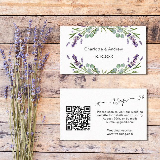 Carte D'accompagnement Site de réponse du mariage Lavender code QR RSVP (Créateur téléchargé)
