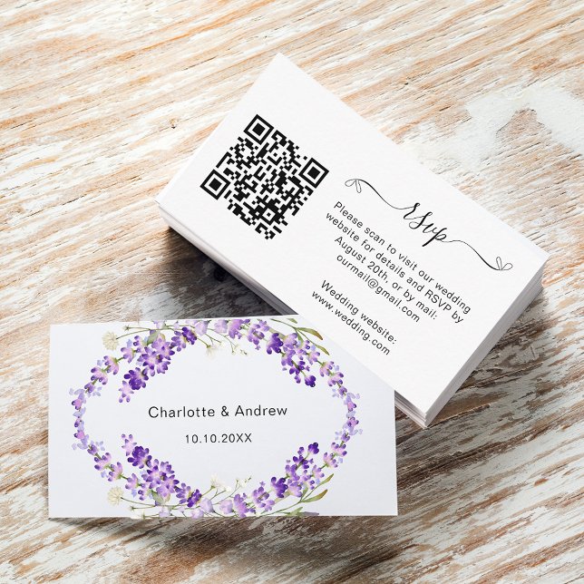 Carte D'accompagnement Site de réponse du mariage Lavender code QR RSVP (Créateur téléchargé)
