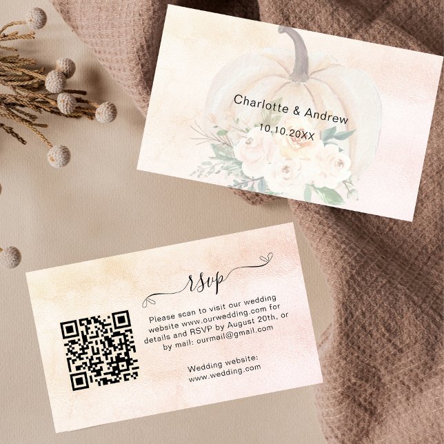 Carte D'accompagnement Site de réponse mariage citrouille code QR RSVP (Créateur téléchargé)