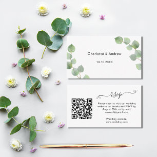 Carte D'accompagnement Site de réponse mariage Eucalyptus code QR RSVP