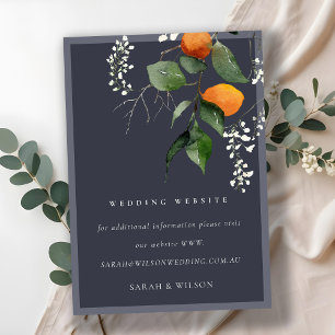 Carte D'accompagnement Site du Mariage botanique en fleurs orange de Navy