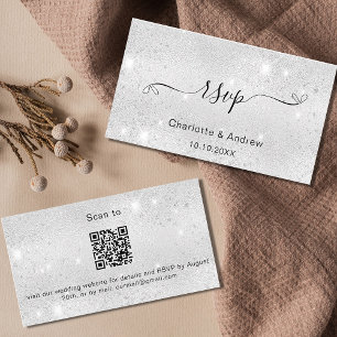 Carte D'accompagnement Site du mariage de parties scintillant Silver RSVP