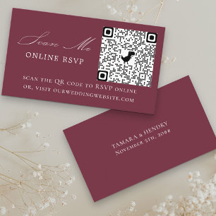 Carte D'accompagnement Site en ligne RSVP QR Code Burgundy Mariage
