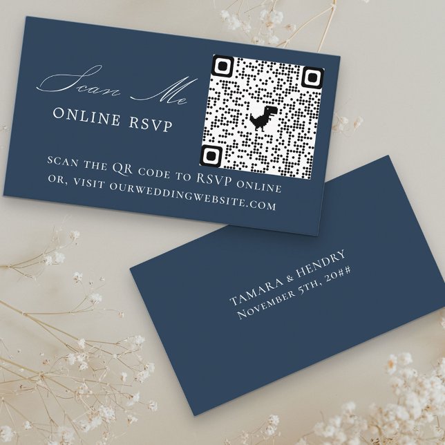 Carte D'accompagnement Site en ligne RSVP QR Code Marine Blue Mariage (Créateur téléchargé)