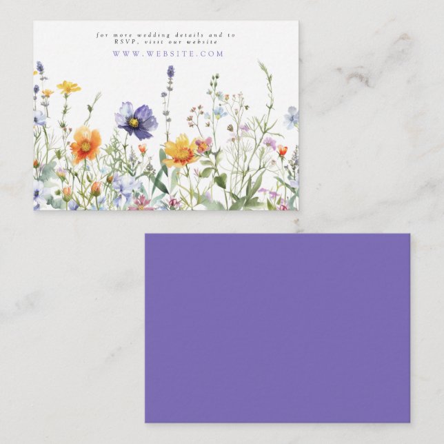 Carte D'accompagnement Site fleur sauvage Mariage de terrain (Devant / Derrière)