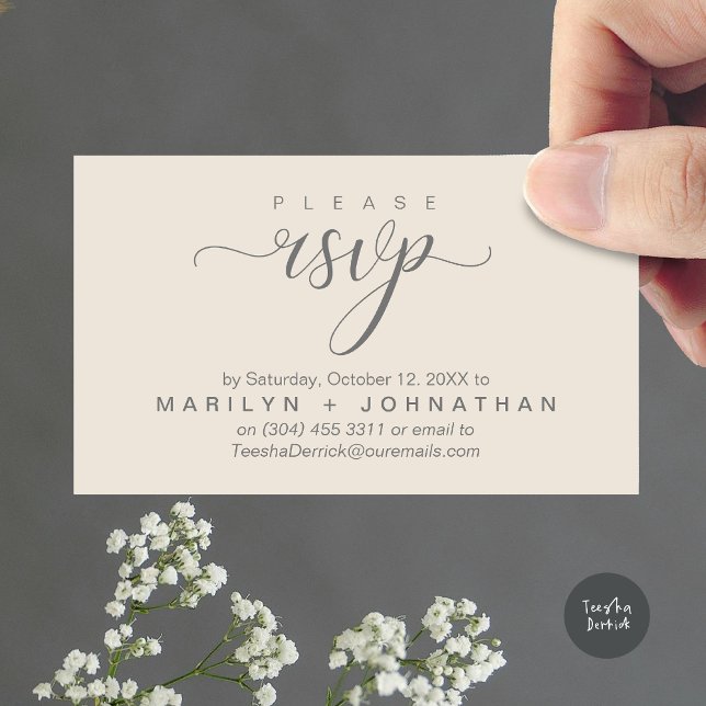 Carte D'accompagnement Site Internet Mariage RSVP Classy Moderne (Modern Classy RSVP Wedding Website Reminder Enclosure Card Cream Grey)
