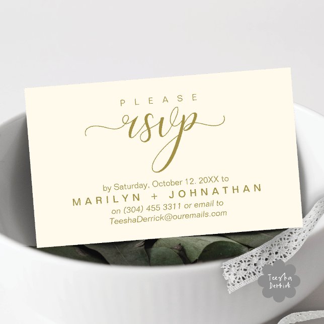 Carte D'accompagnement Site Internet Mariage RSVP Classy Moderne (Modern Classy RSVP Wedding Website Reminder Enclosure Card Yellow Gold)