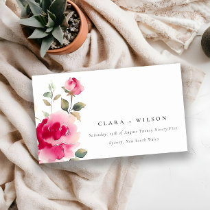 Carte D'accompagnement Site Mariage Boho Red Rose Flowers