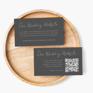 Carte D'accompagnement Site mariage Charbon gris RSVP QR Code