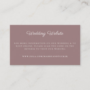 Carte D'accompagnement Site mariage   Code QR minimaliste Mauve RSVP