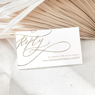 Carte D'accompagnement Site Mariage de calligraphie d'or romantique RSVP