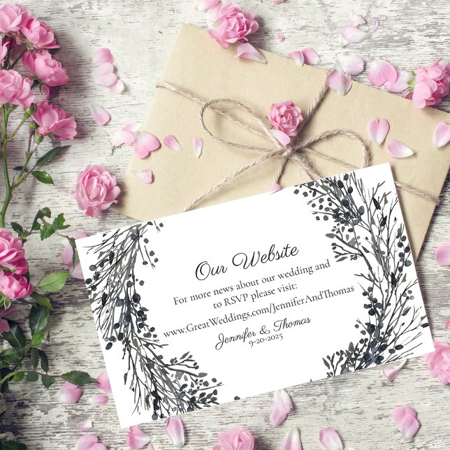 Carte D'accompagnement Site Mariage de fleurs de germes d'hiver | bleu ma (Créateur téléchargé)