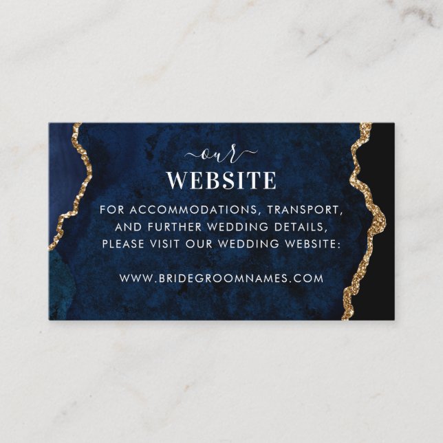 Carte D'accompagnement Site Mariage de la Marine Blue Gold Agate Geode Ma (Devant)