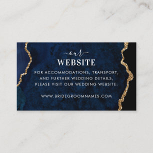 Carte D'accompagnement Site Mariage de la Marine Blue Gold Agate Geode Ma