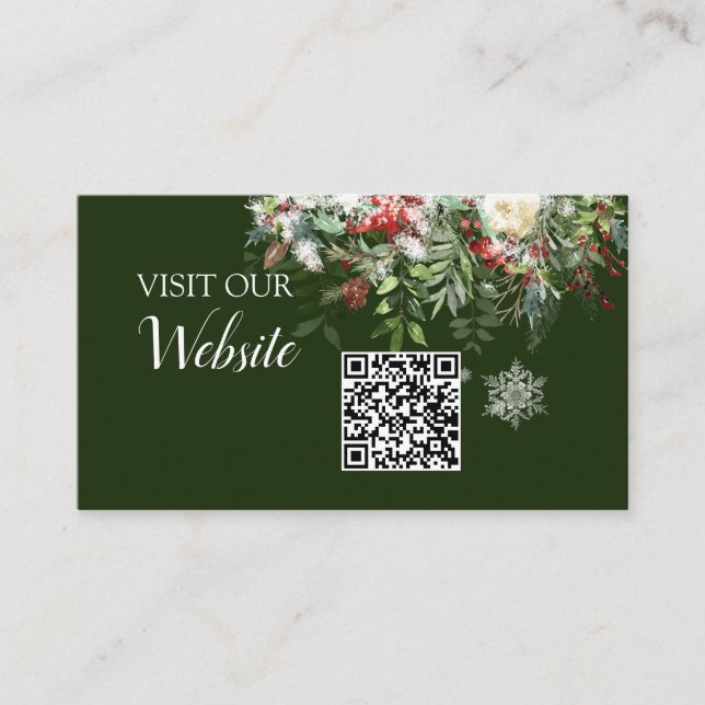 Carte D'accompagnement Site Mariage de la saison de Noël Code QR (Devant)