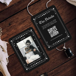 Carte D'accompagnement Site Mariage d'Halloween noir Qr Code