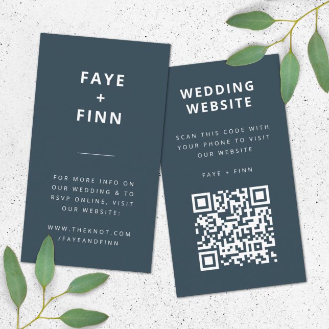 Carte D'accompagnement Site mariage | Dusky Blue Scandinavian QR Code (Direct guests seamlessly to your wedding website using this QR code enclosure card)