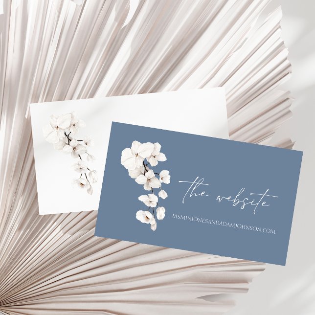 Carte D'accompagnement Site Mariage Dusty Blue Orchid (Modern Dusty Blue Orchids Wedding Website Enclosure Card)