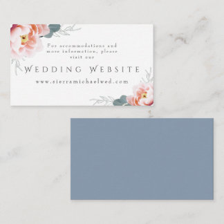 Carte D'accompagnement Site mariage | Élégant floral Dusty Blue Blush