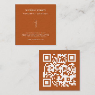 Carte D'accompagnement Site Mariage en terre cuite botanique QR Code RSVP