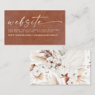 Carte D'accompagnement Site Mariage en terre cuite et fleurs blanches