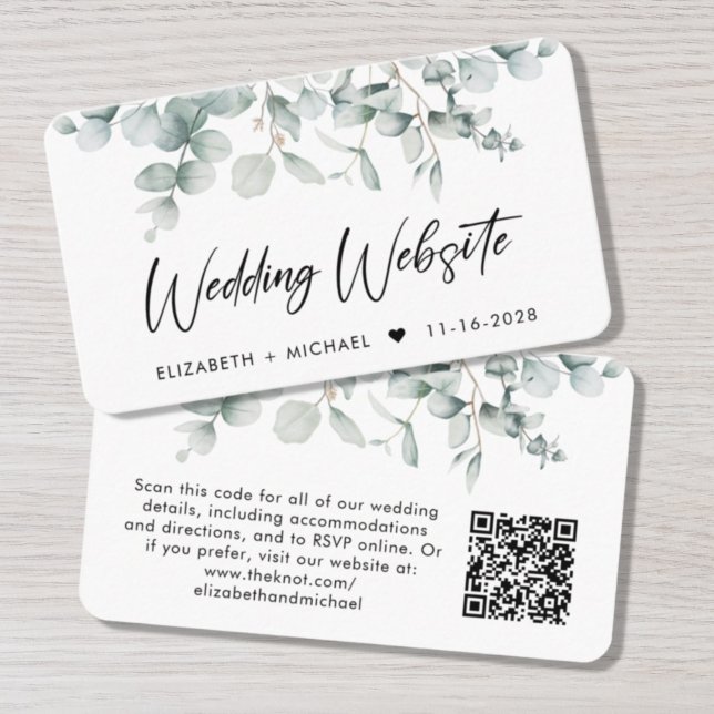Carte D'accompagnement Site mariage Eucalyptus Watercolor QR Code (Créateur téléchargé)
