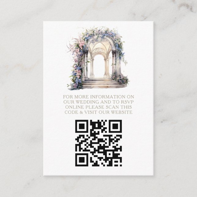 Carte D'accompagnement Site mariage Floral Arch Photo QR Code (Devant)