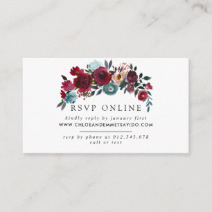 Carte D'accompagnement Site Mariage Floral Rouge Bourgogne Rose RSVP