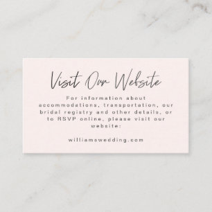 Carte D'accompagnement Site mariage minimaliste moderne rose clair