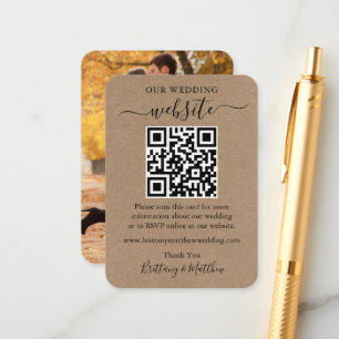 Carte D'accompagnement Site Mariage minimaliste Photo simple Kraft