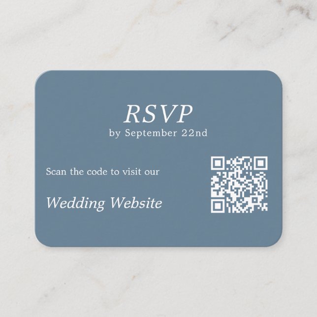 Carte D'accompagnement Site Mariage moderne Dusty Blue RSVP QR Code (Devant)