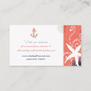 Carte D'accompagnement Site Mariage nautique bleu Coral & Navy