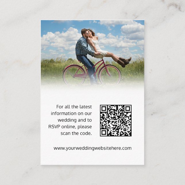 Carte D'accompagnement Site mariage noir blanc coeur code QR (Dos)