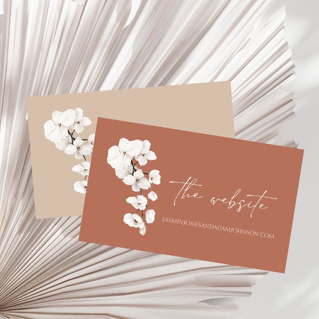 Carte D'accompagnement Site Mariage Orchidée Terracotta (Modern Terracotta Orchids Flowers Wedding Website Enclosure Card)