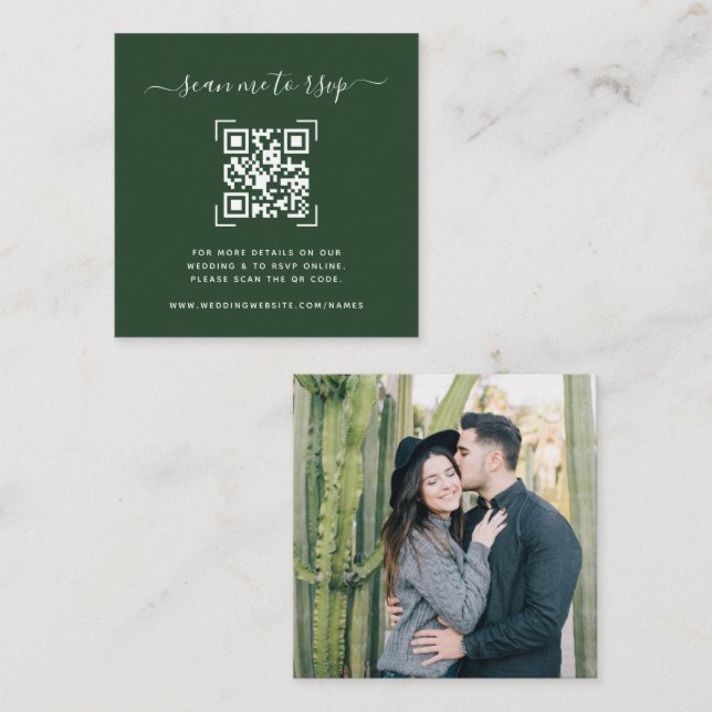 Carte D'accompagnement Site mariage | Photo d'analyse de code QR (Devant / Derrière)