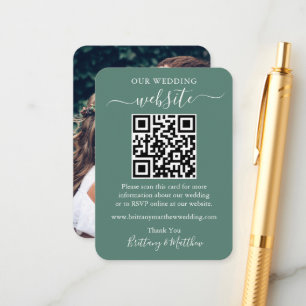 Carte D'accompagnement Site mariage Photo QR Eucalyptus Green