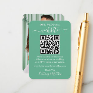 Carte D'accompagnement Site mariage Photo QR Neo Mint Green