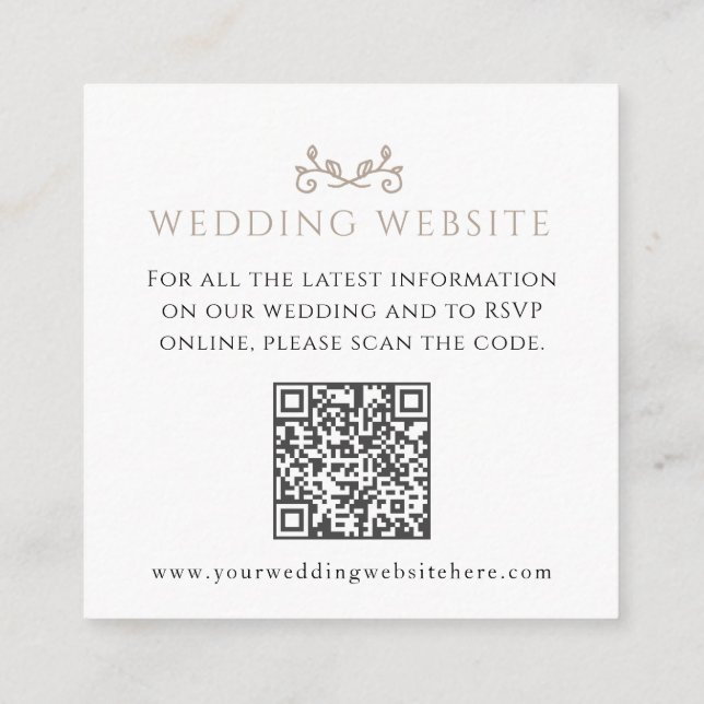 Carte D'accompagnement Site mariage QR code coeur feuille monogramme (Dos)
