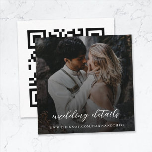 Carte D'accompagnement Site mariage   QR Code Elegant photo RSVP