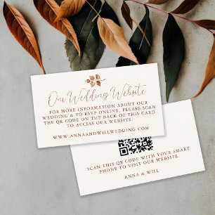 Carte D'accompagnement Site mariage QR Code Fall Leaves Mariage