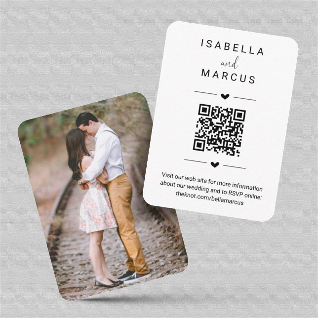Carte D'accompagnement Site mariage QR Code Photo - Registre RSVP etc (Créateur téléchargé)