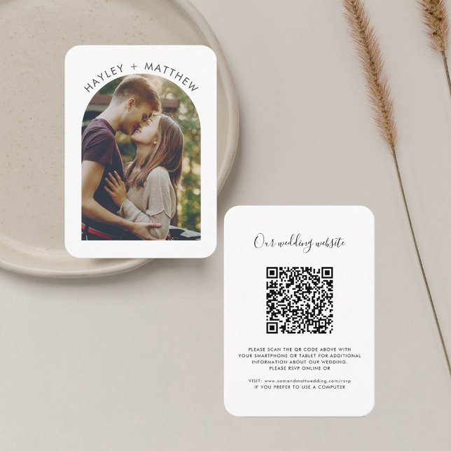 Carte D'accompagnement Site mariage QR Code Photo RSVP (Wedding Website RSVP QR Code Photo Card)
