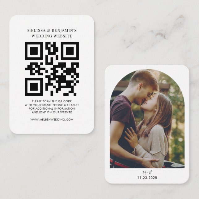 Carte D'accompagnement Site mariage QR Code Photo RSVP (Devant / Derrière)
