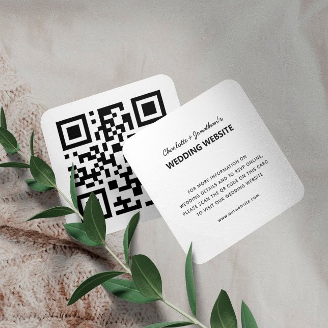 Carte D'accompagnement Site mariage QR Code RSVP minimaliste en ligne (Créateur téléchargé)