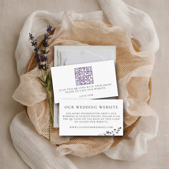 Carte D'accompagnement Site mariage QR Code Rustic Lavender Mariage (lavender wedding website provence wreath modern classic elegant watercolor theme)