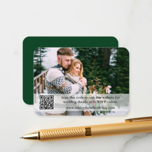 Carte D'accompagnement Site mariage QR Overlay Photo Green