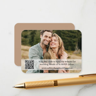Carte D'accompagnement Site mariage QR Overlay Photo Taupe