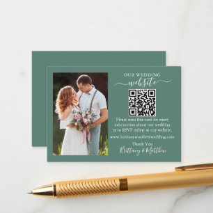 Carte D'accompagnement Site mariage QR Photo Eucalyptus Green